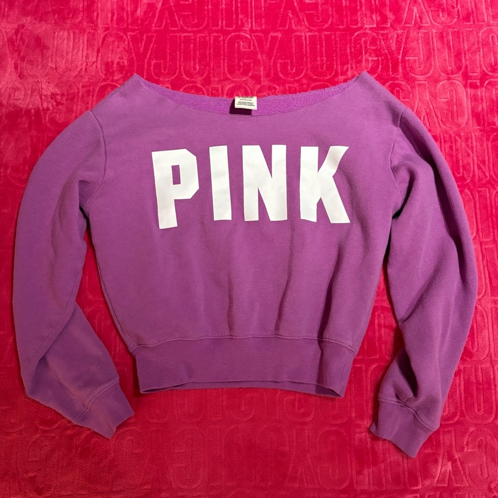 Victoria’s Secret PINK Purple Crewneck Sweatshirt | Cropped Y2K